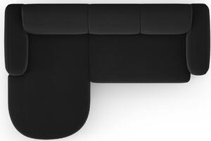 Černá sametová rohová pohovka MICADONI Greta 250 cm, levá