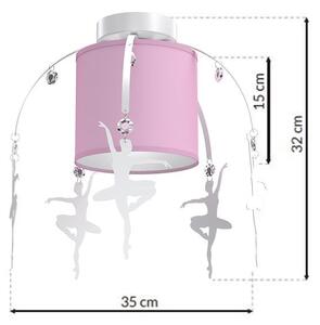 Dětské stropní svítidlo Baletnica white, 1x růžové textilní stínítko, w