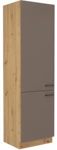 Skříň na vestavnou lednici BALIJA - šířka 60 cm, lanýžově šedá / dub artisan