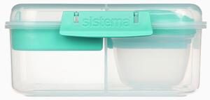 Sistema Dělený svačinový box To Go Bento Cube s nádobou na jogurt 1,25 l, zelená