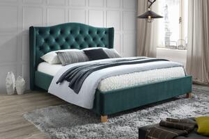 Čalouněná postel ASPEN VELVET 160 x 200 cm zelená Matrace: Bez matrace