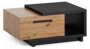Konferenční stolek 90 cm DELAWARE - dub artisan / matný černý