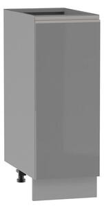 Dolní skříňka ADAMA - šířka 30 cm, lesklá šedá / šedá, stříbrná úchytka, nožky 10 cm