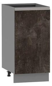 Dolní jednodveřová skříňka ADAMA - šířka 40 cm, beton tmavý atelier / šedá, stříbrná úchytka, nožky 15 cm