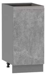 Dolní jednodveřová skříňka ADAMA - šířka 40 cm, beton světlý atelier / šedá, stříbrná úchytka, nožky 10 cm