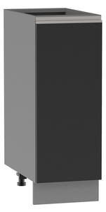 Dolní skříňka ADAMA - šířka 30 cm, lesklá černá / šedá, stříbrná úchytka, nožky 15 cm