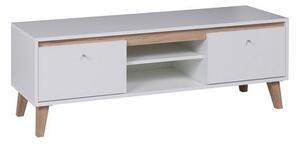 TV stolek 135 cm ALBANY - matný bílý / dub san remo