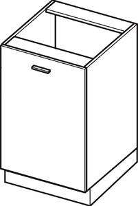 Kuchyňská skříňka s policí ADAMA - šířka 60 cm, lesklá černá / šedá, stříbrná úchytka, nožky 10 cm