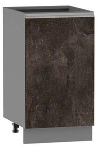 Dolní skříňka s policí ADAMA - šířka 45 cm, beton tmavý atelier / šedá, stříbrná úchytka, nožky 10 cm