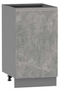 Dolní skříňka s policí ADAMA - šířka 45 cm, beton světlý atelier / šedá, stříbrná úchytka, nožky 15 cm