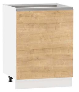Kuchyňská skříňka s policí ADAMA - šířka 60 cm, modrý dub / bílá, stříbrná úchytka, nožky 10 cm