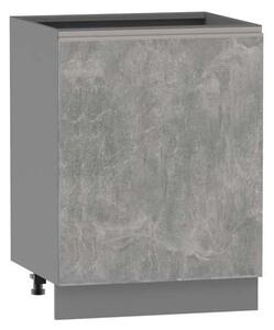 Kuchyňská skříňka s policí ADAMA - šířka 60 cm, beton světlý atelier / šedá, stříbrná úchytka, nožky 10 cm