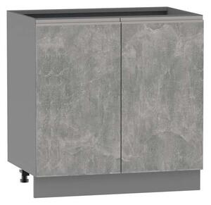 Dvoudveřová kuchyňská skříňka ADAMA - šířka 80 cm, beton světlý atelier / šedá, stříbrná úchytka, nožky 10 cm