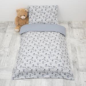 ESITO Dětské povlečení Teddy bears z Jersey - 100 x 135, 60 x 40 cm / šedá
