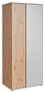 Dvoudveřová šatní skříň RENI - šířka 84 cm, perlově šedá / dub artisan