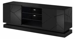 Televizní stolek 160 cm LIMA - černý / lesklý černý