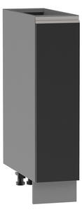Výsuvná skříňka ADAMA - šířka 20 cm, lesklá černá / šedá, nožky 10 cm