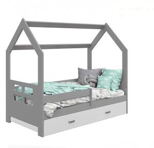 Dětská postel DOMEČEK D3 šedý 80 x 160 cm Rošt: S lamelovým roštem, Matrace: Bez matrace, Úložný box: Bez úložného boxu