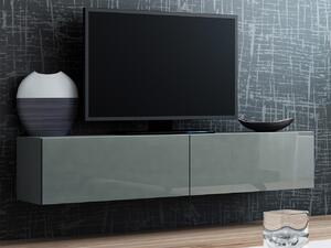 Televizní stolek 140 cm ASHTON - šedý / lesklý šedý