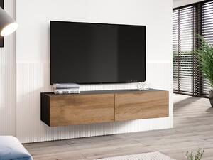 Televizní stolek 140 cm ASHTON - černý / dub wotan