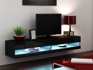 TV stolek 180 cm ASHTON 1 - černý / lesklý černý