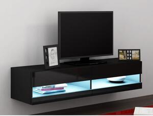 TV stolek 140 cm ASHTON 1 - černý / lesklý černý