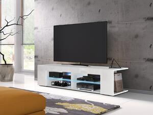 Televizní stolek s LED osvětlením KINSALE 1 - bílý / lesklý bílý