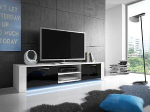 Televizní stolek s LED osvětlením FERNS 9 - bílý / lesklý černý