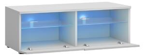 Televizní stolek s LED osvětlením FERNS 6 - bílý / lesklý šedý