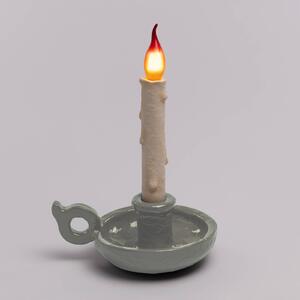 LED deko stolní lampa Grimm Bugia tvar svíčky šedá