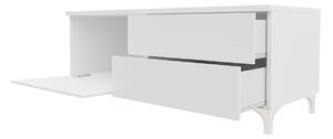 Televizní stolek na nožkách s LED osvětlením FERNS 11 - bílý / lesklý černý, levý