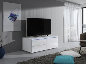 Televizní stolek s LED osvětlením FERNS 11 - bílý / lesklý bílý, pravý