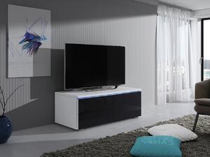 Televizní stolek s LED osvětlením FERNS 11 - bílý / lesklý černý, pravý