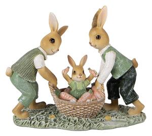 Dekorace králíčci s košíkem s mrkvemi - 17*7*14 cm - Clayre & Eef
