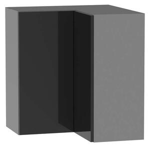 Kuchyňská rohová skříňka ADAMA - šířka 65 cm, lesklá černá / šedá