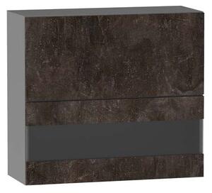 Horní prosklená skříňka ADAMA - šířka 80 cm, beton tmavý atelier / šedá