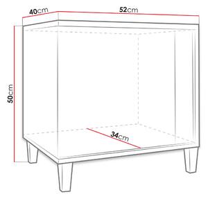 Noční stolek s LED osvětlením BANTRY - bílý / lesklý bílý / lesklý černý, pravý