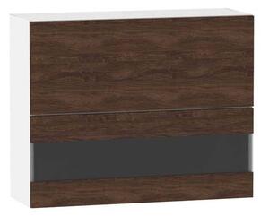 Horní prosklená skříňka ADAMA - šířka 90 cm, marine wood / bílá
