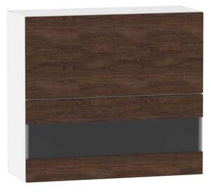 Horní prosklená skříňka ADAMA - šířka 80 cm, marine wood / bílá