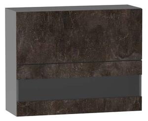 Horní prosklená skříňka ADAMA - šířka 90 cm, beton tmavý atelier / šedá