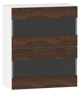 Prosklená kuchyňská skříňka ADAMA - šířka 60 cm, marine wood / bílá