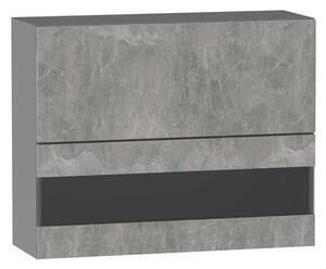 Horní prosklená skříňka ADAMA - šířka 90 cm, beton světlý atelier / šedá
