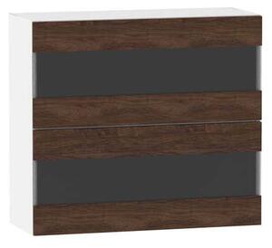 Prosklená kuchyňská skříňka ADAMA - šířka 80 cm, marine wood / bílá