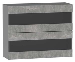 Prosklená kuchyňská skříňka ADAMA - šířka 90 cm, beton světlý atelier / šedá