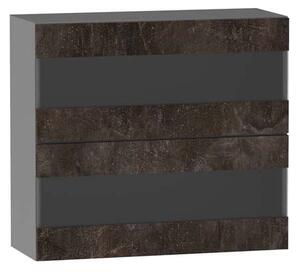 Prosklená kuchyňská skříňka ADAMA - šířka 80 cm, beton tmavý atelier / šedá