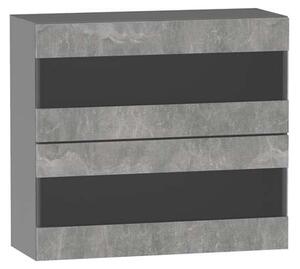 Prosklená kuchyňská skříňka ADAMA - šířka 80 cm, beton světlý atelier / šedá