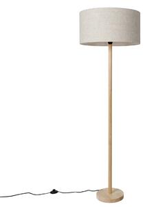 Venkovská stojací lampa dřevěná se světle hnědým stínidlem - Mels
