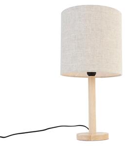 Venkovská stolní lampa dřevěná se světle hnědým stínidlem - Mels