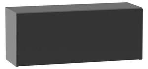 Závěsná kuchyňská skříňka ADAMA - šířka 90 cm, lesklá černá / šedá