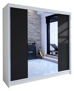 Šatní skříň 180 cm se zrcadlem a LED RGB osvětlením VILMA 2 - černá / bílá